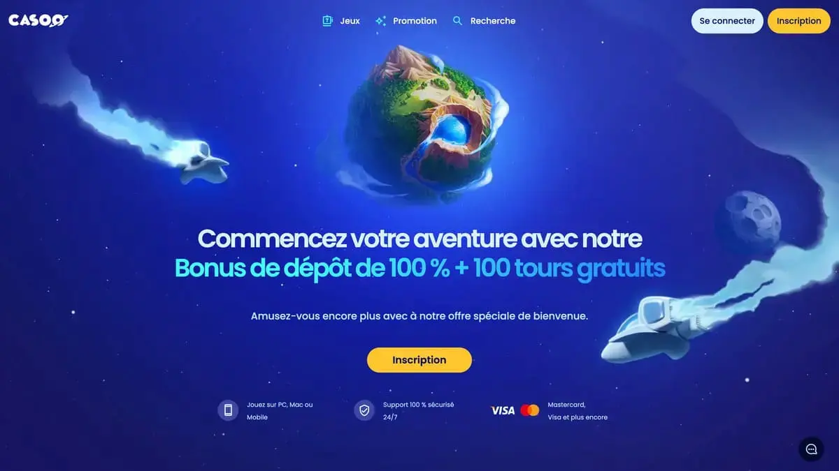 Aperçu de la ludothèque de Casoo Casino avec ses options de paiement